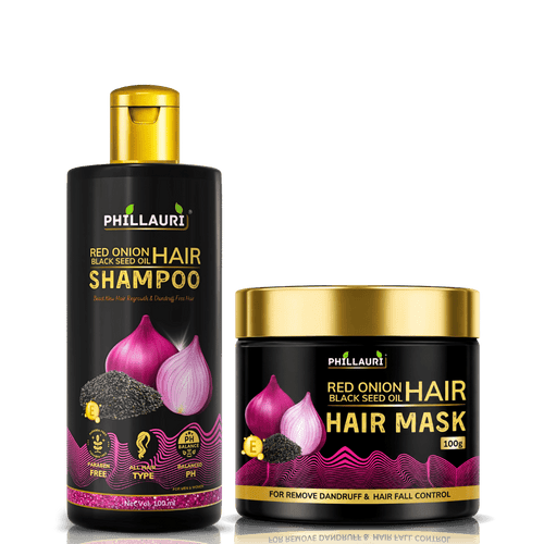 Phillauri Red Onion with Black Seed Oil Shampoo & Hair Mask Combo