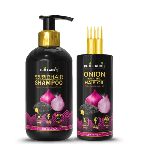Phillauri Onion Black Seed Hair Oil & Shampoo Combo