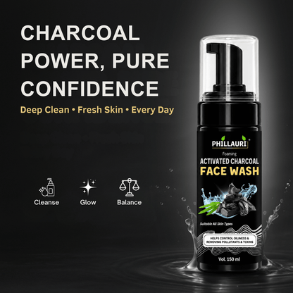 Phillauri Activated Charcoal Foaming Face Wash –  Tea Tree & Lemongrass