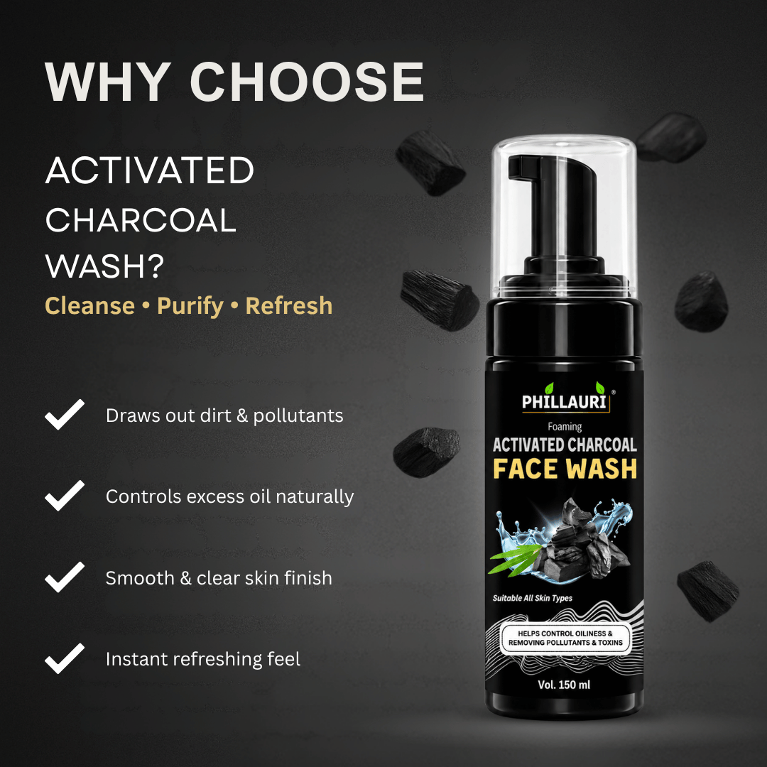 Phillauri Activated Charcoal Foaming Face Wash –  Tea Tree & Lemongrass