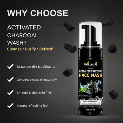 Phillauri Activated Charcoal Foaming Face Wash –  Tea Tree & Lemongrass