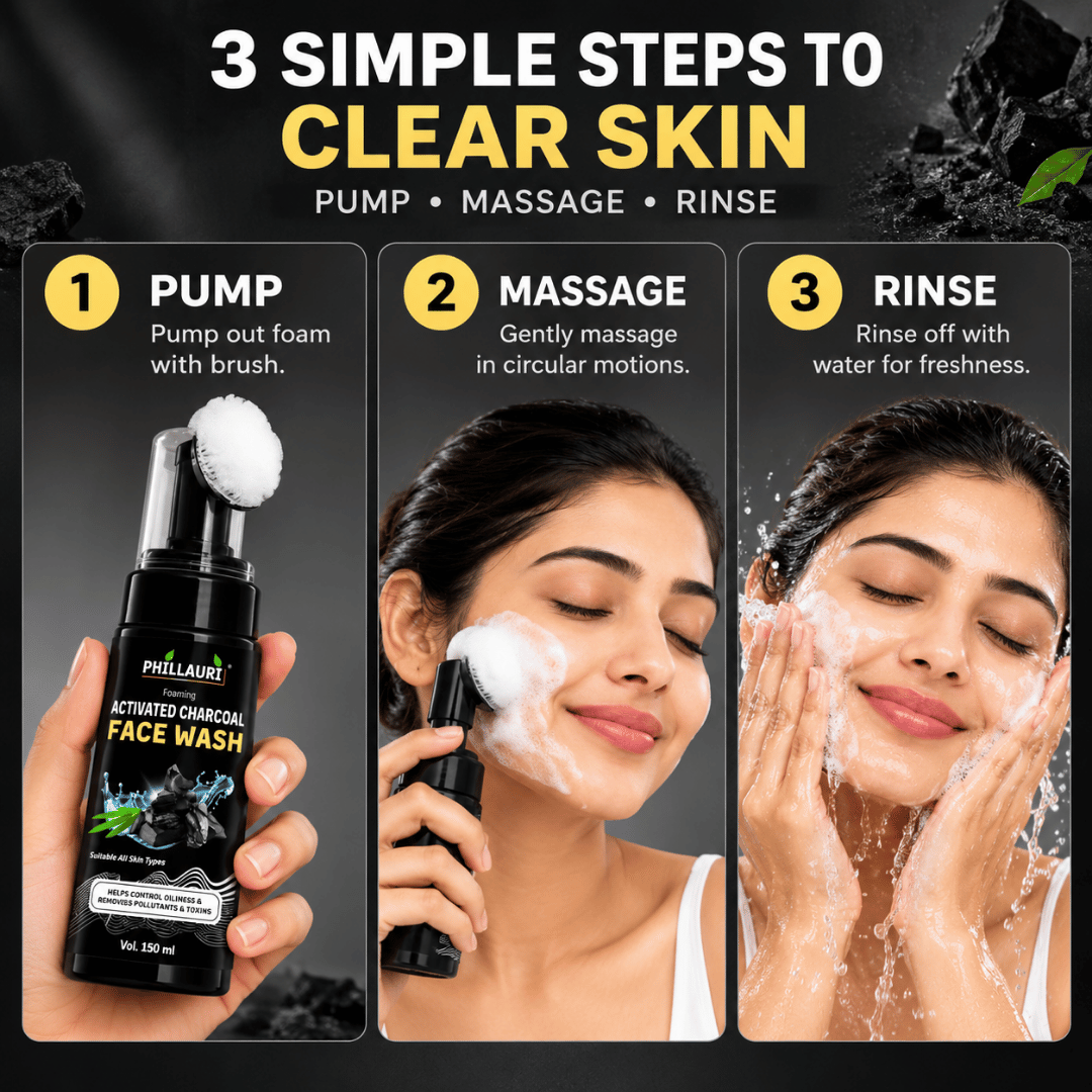 Phillauri Activated Charcoal Foaming Face Wash –  Tea Tree & Lemongrass