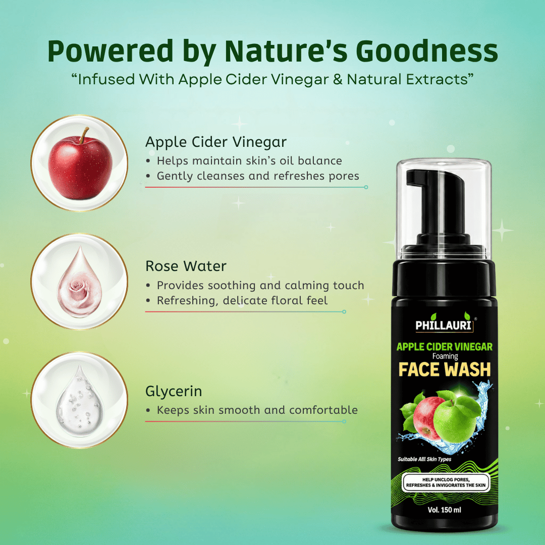 Phillauri Apple Cider Vinegar Foaming Face Wash – With Rose Water & Glycerin