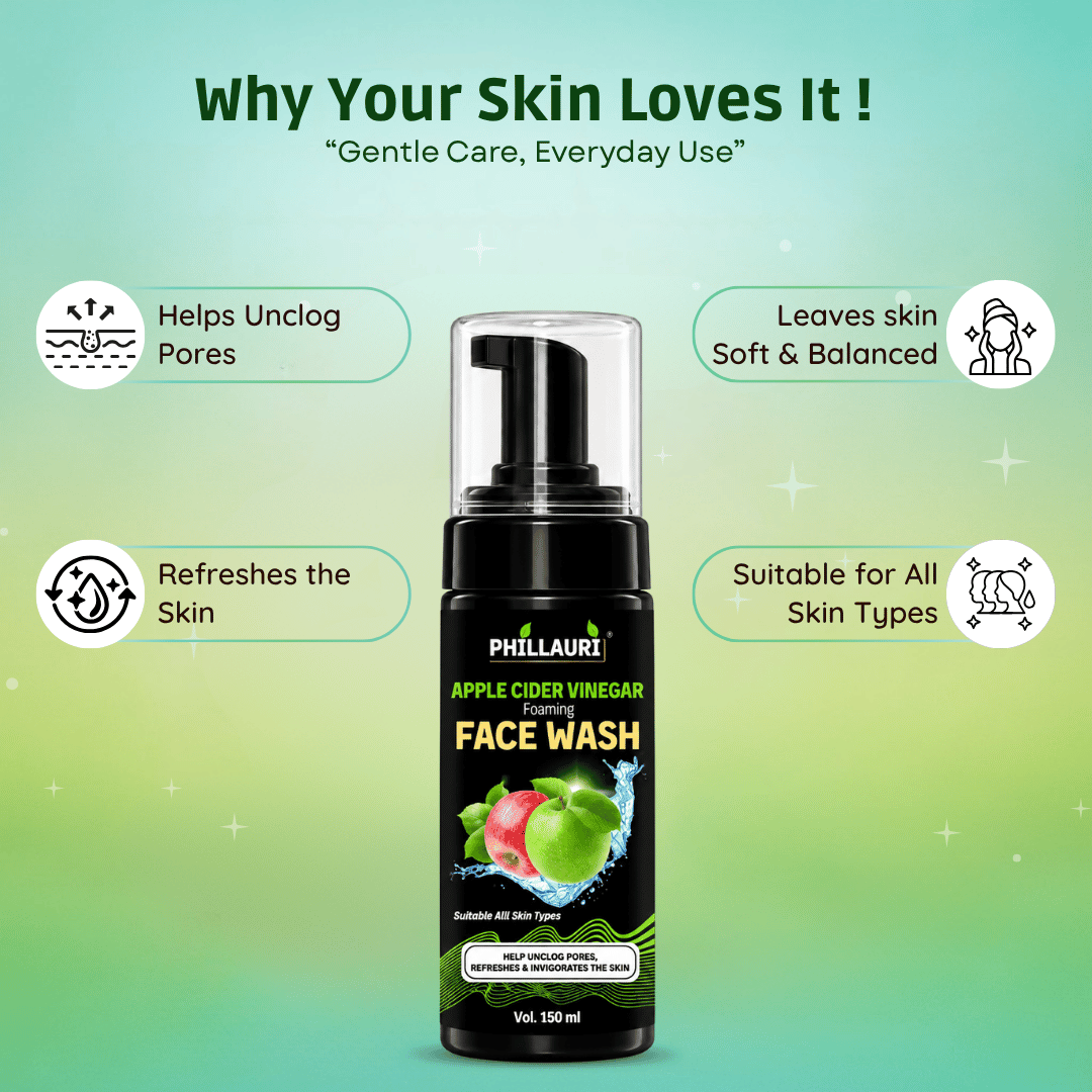 Phillauri Apple Cider Vinegar Foaming Face Wash – With Rose Water & Glycerin