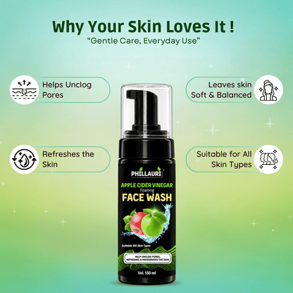 Phillauri Apple Cider Vinegar Foaming Face Wash – With Rose Water & Glycerin