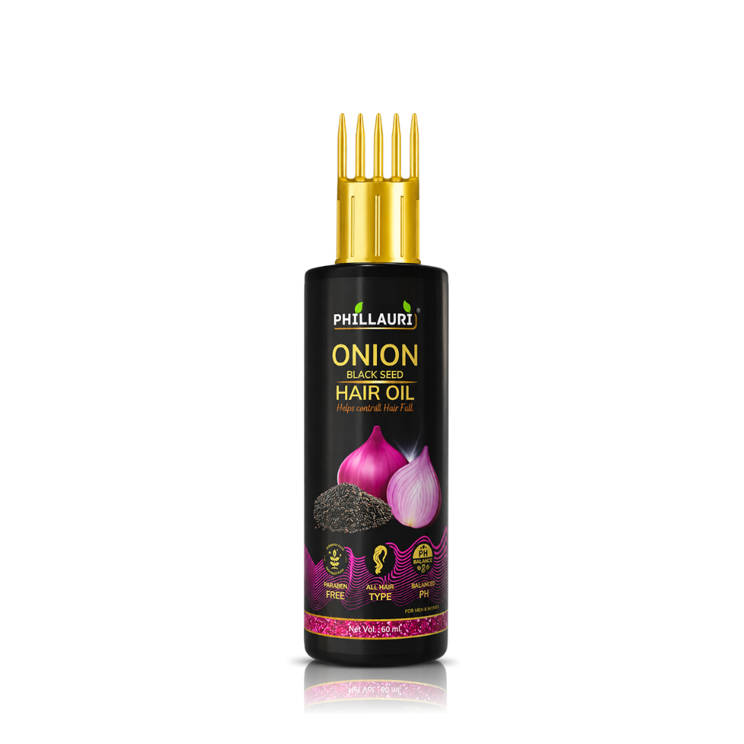 Phillauri Onion Black Seed Hair Oil – With Comb Applicator (60ml)