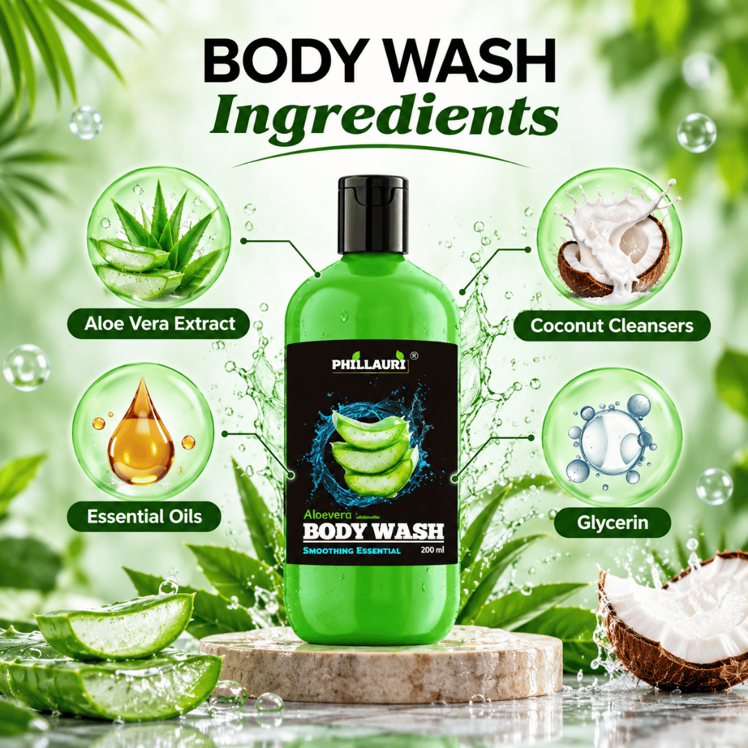Phillauri Aloe Vera Body Wash – Glycerin & Essential Oils