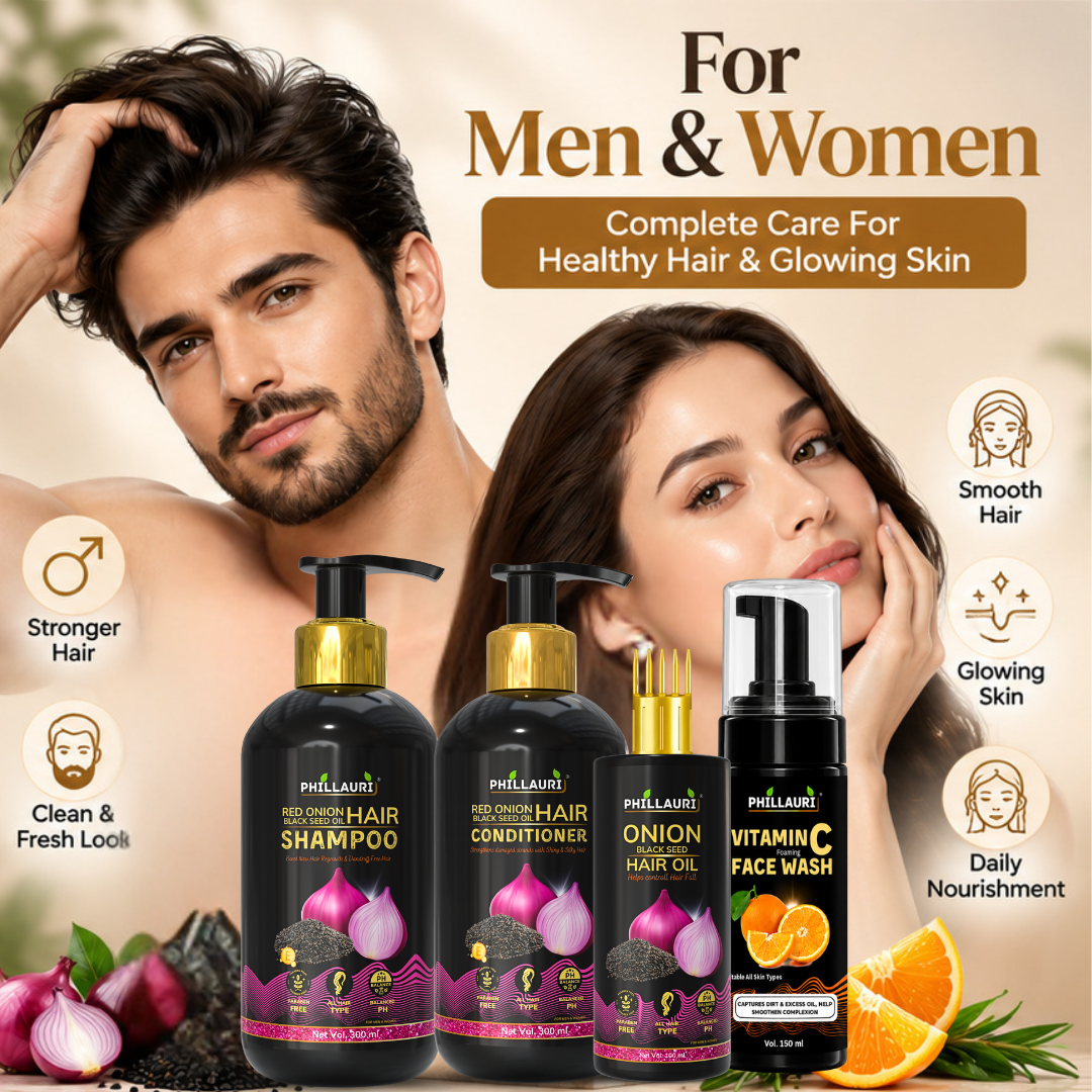 Phillauri Complete Hair & Skin Care Combo – Shampoo, Conditioner, Hair Oil & Vitamin C Face Wash