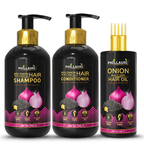 Phillauri Red Onion with Black Seed Oil 3-Step Hair Care Combo