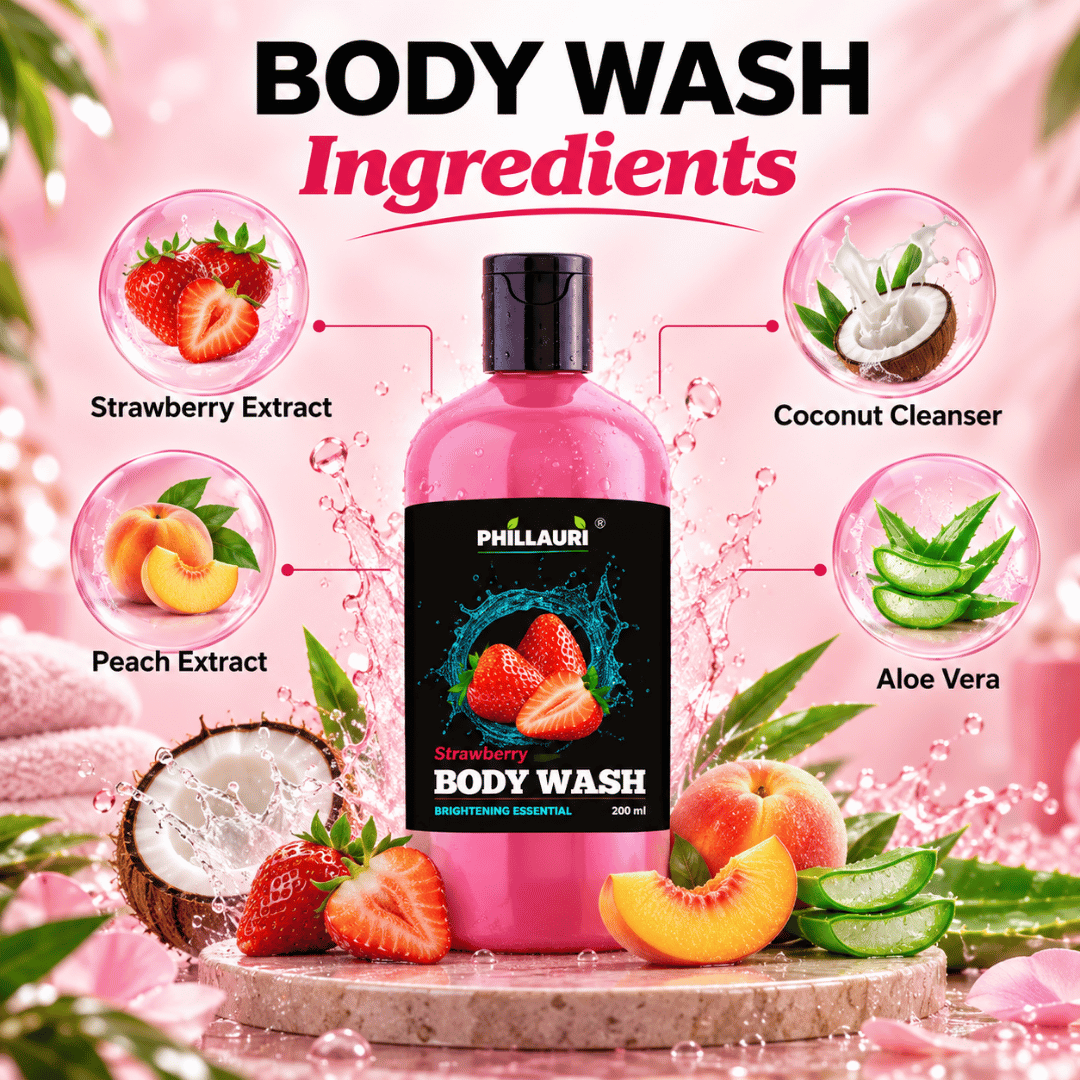 Phillauri Strawberry Body Wash – With Peach & Coconut Cleanser