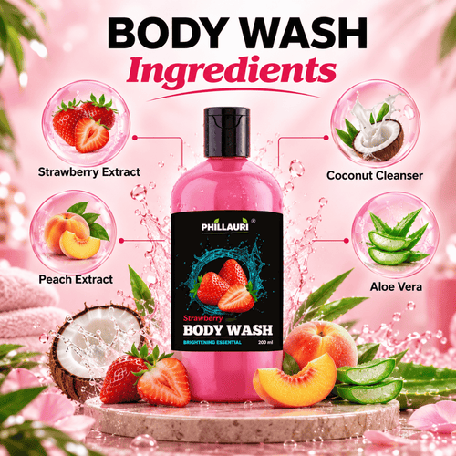 Phillauri Strawberry Body Wash – With Peach & Coconut Cleanser
