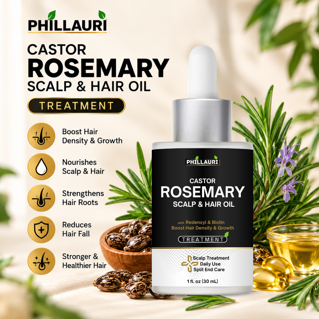 Phillauri Castor Rosemary Scalp & Hair Oil – With Redensyl & Biotin