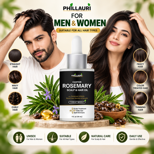 Phillauri Castor Rosemary Scalp & Hair Oil – With Redensyl & Biotin