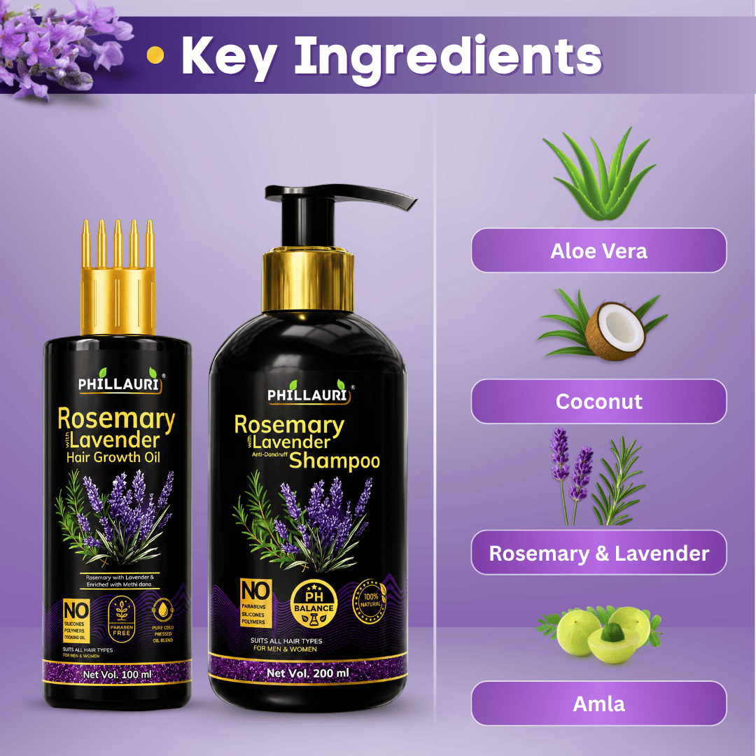 Phillauri Rosemary Lavender Hair Oil And Anti-dandruff Shampoo Combo