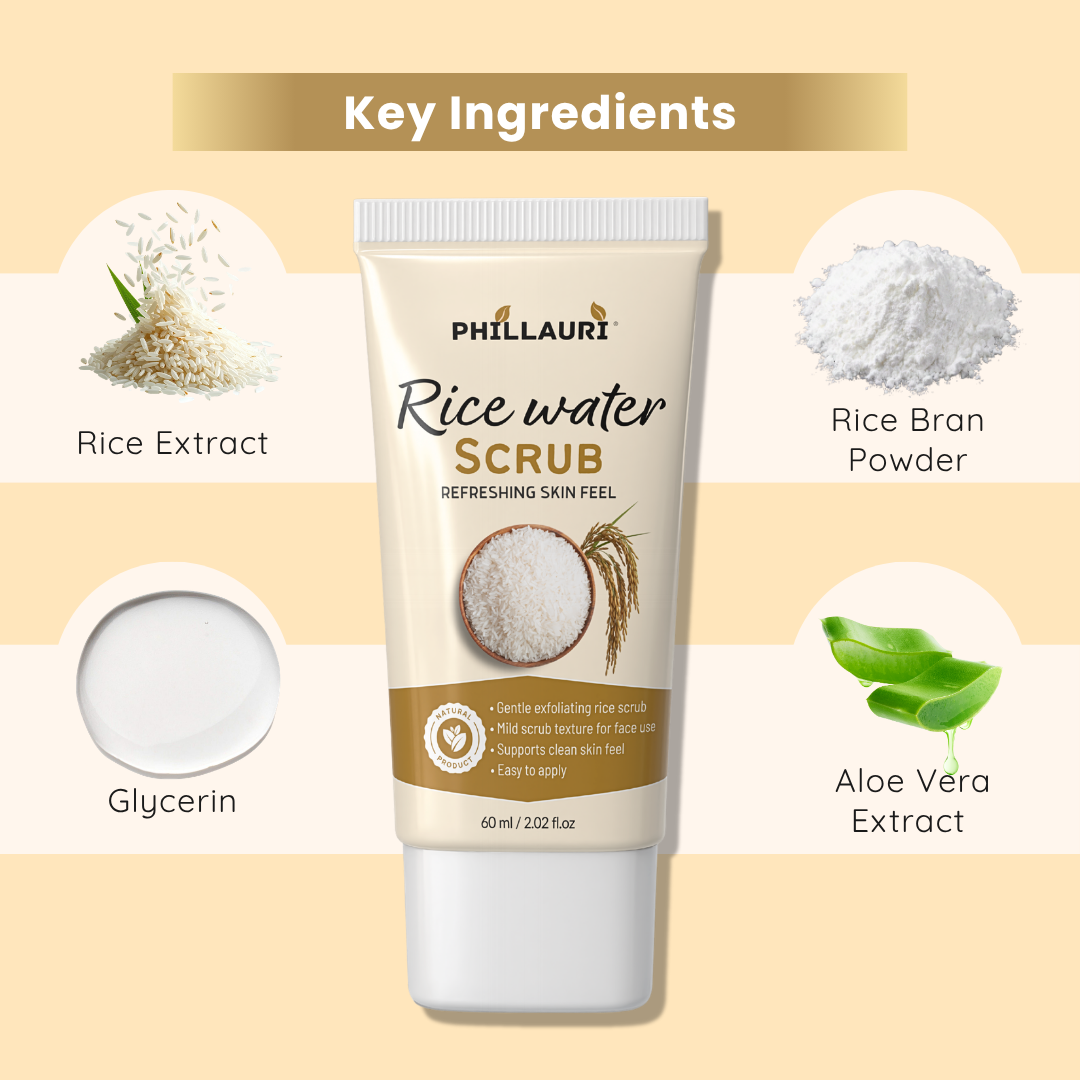 Phillauri Rice Water Scrub – Gentle Exfoliating Face & Body Scrub