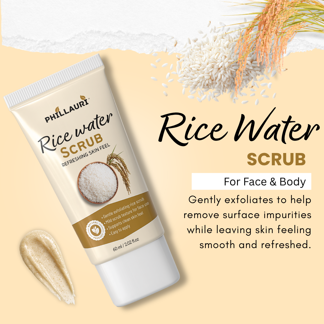 Phillauri Rice Water Scrub – Gentle Exfoliating Face & Body Scrub