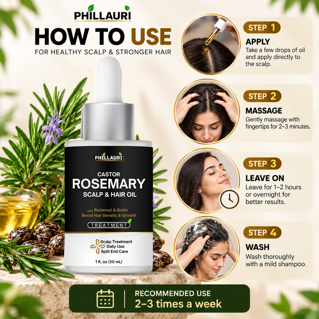 Phillauri Castor Rosemary Scalp & Hair Oil – With Redensyl & Biotin